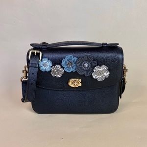 Crossbody Black leather Cassie Coach Bag flowers